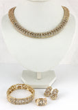 Gold Tone Clear Stone Necklace Set | Bellaire Wholesale