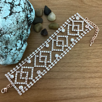 Fancy Rhinestone Bracelet, Gold | Bellaire Wholesale