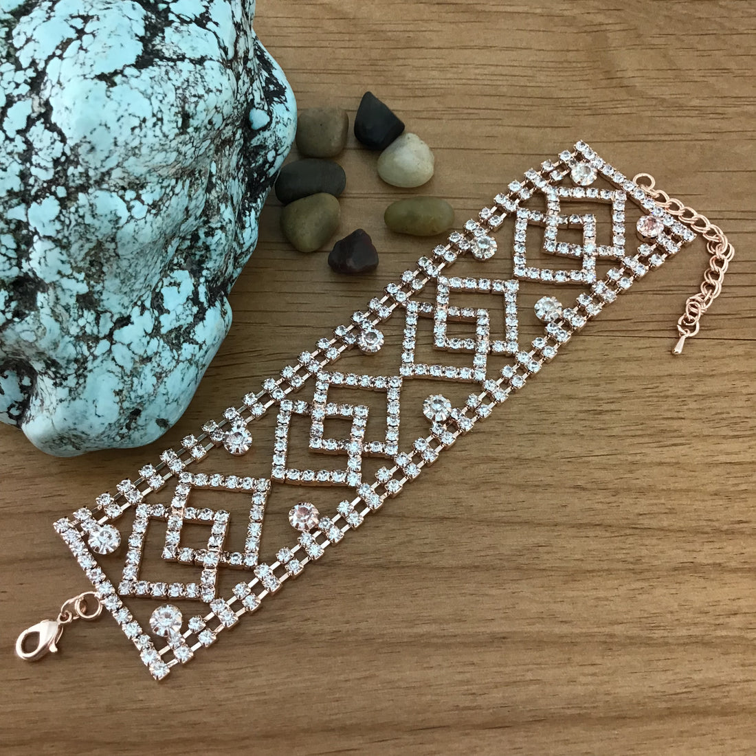 Rhinestone Bracelet, Rose Gold | Bellaire Wholesale