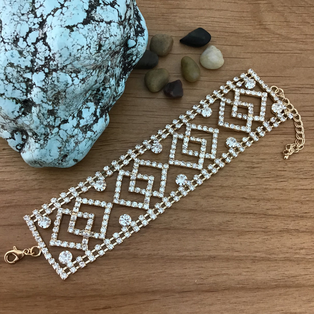 Fancy Rhinestone Bracelet, Gold | Bellaire Wholesale