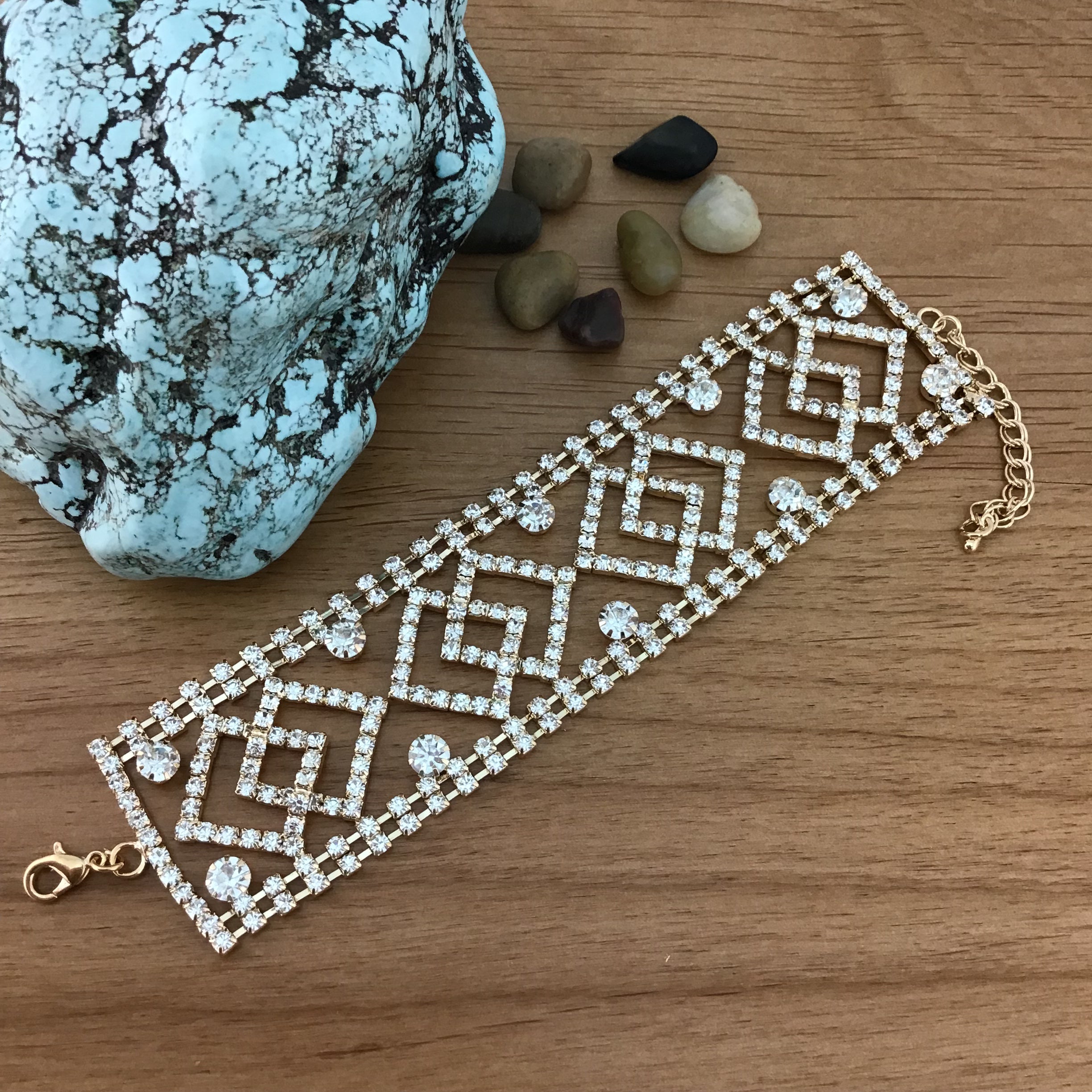 Fancy Rhinestone Bracelet, Gold | Bellaire Wholesale