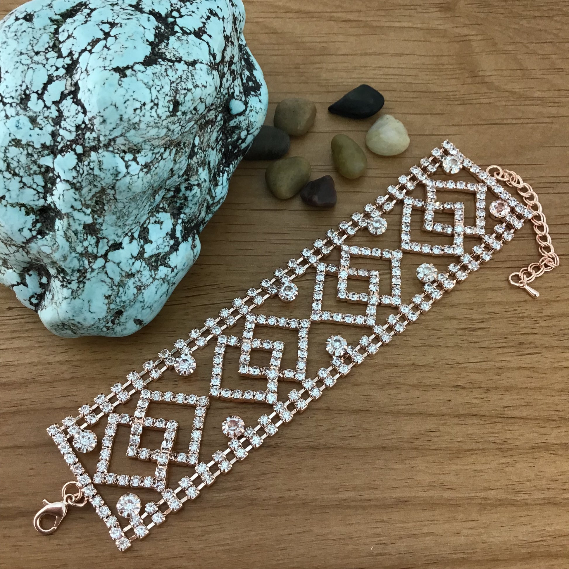 Rhinestone Bracelet, Rose Gold | Bellaire Wholesale