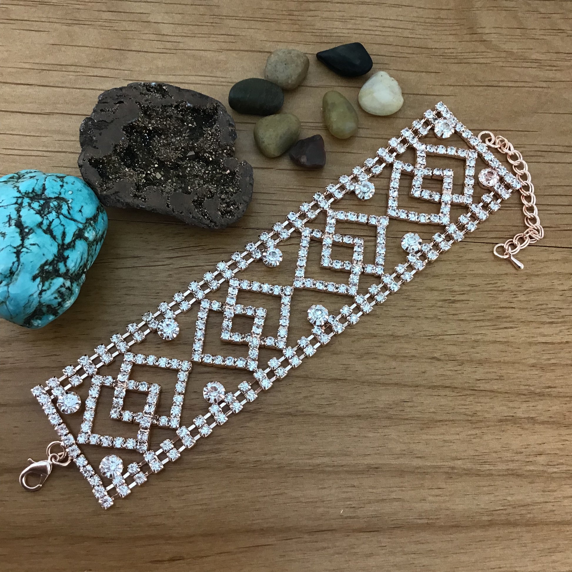 Rhinestone Bracelet, Rose Gold | Bellaire Wholesale