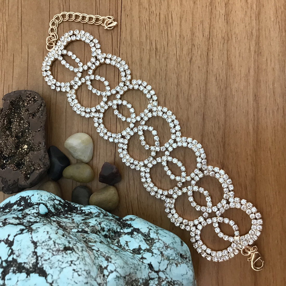 Intertwined Rhinestone Bracelet, Gold  | Bellaire Wholesale