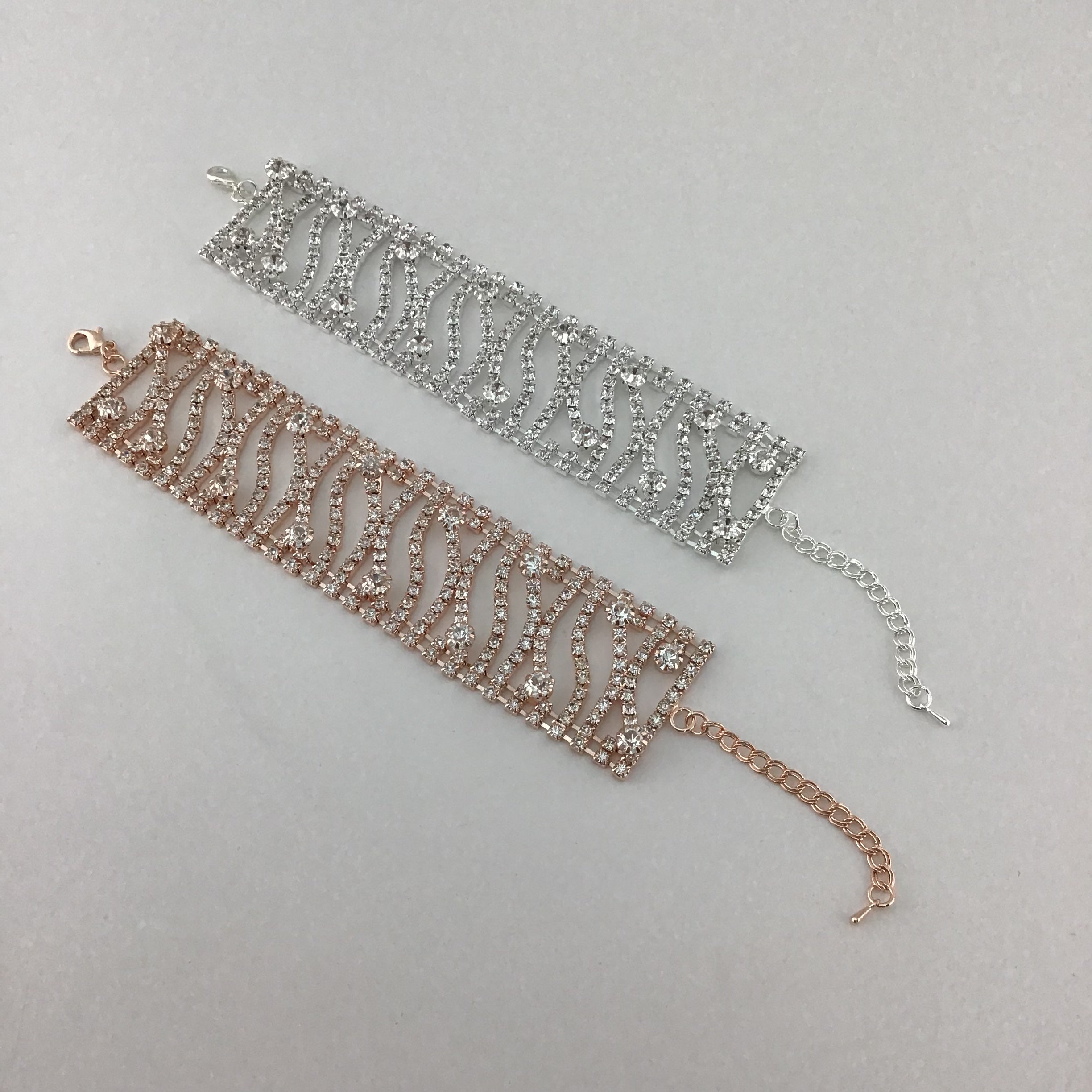 Rhinestone Bracelet, Rose Gold | Bellaire Wholesale
