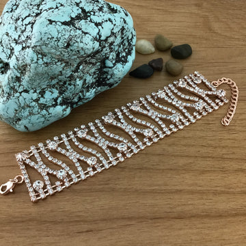 Rhinestone Bracelet, Rose Gold | Bellaire Wholesale