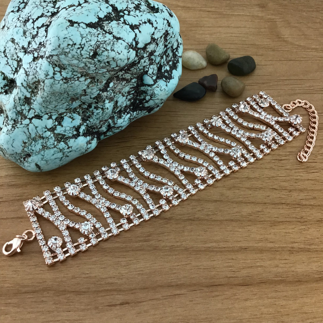 Rhinestone Bracelet, Rose Gold | Bellaire Wholesale