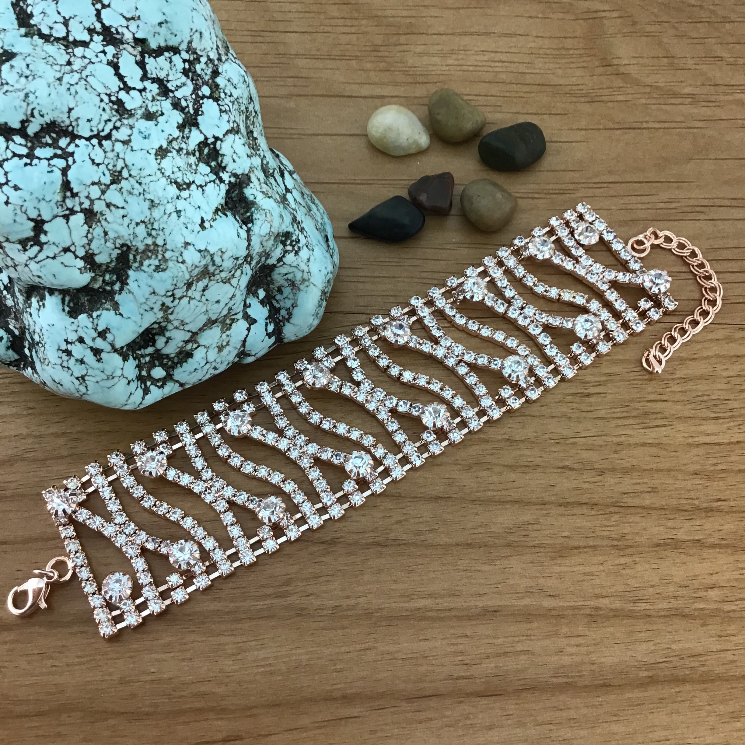 Rhinestone Bracelet, Rose Gold | Bellaire Wholesale