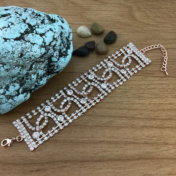 Rhinestone Bracelet, Rose Gold | Bellaire Wholesale