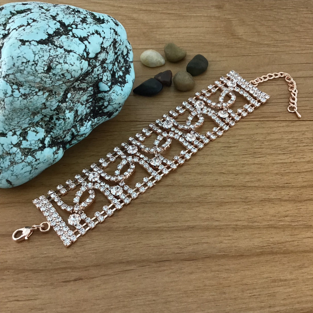 Rhinestone Bracelet, Rose Gold | Bellaire Wholesale