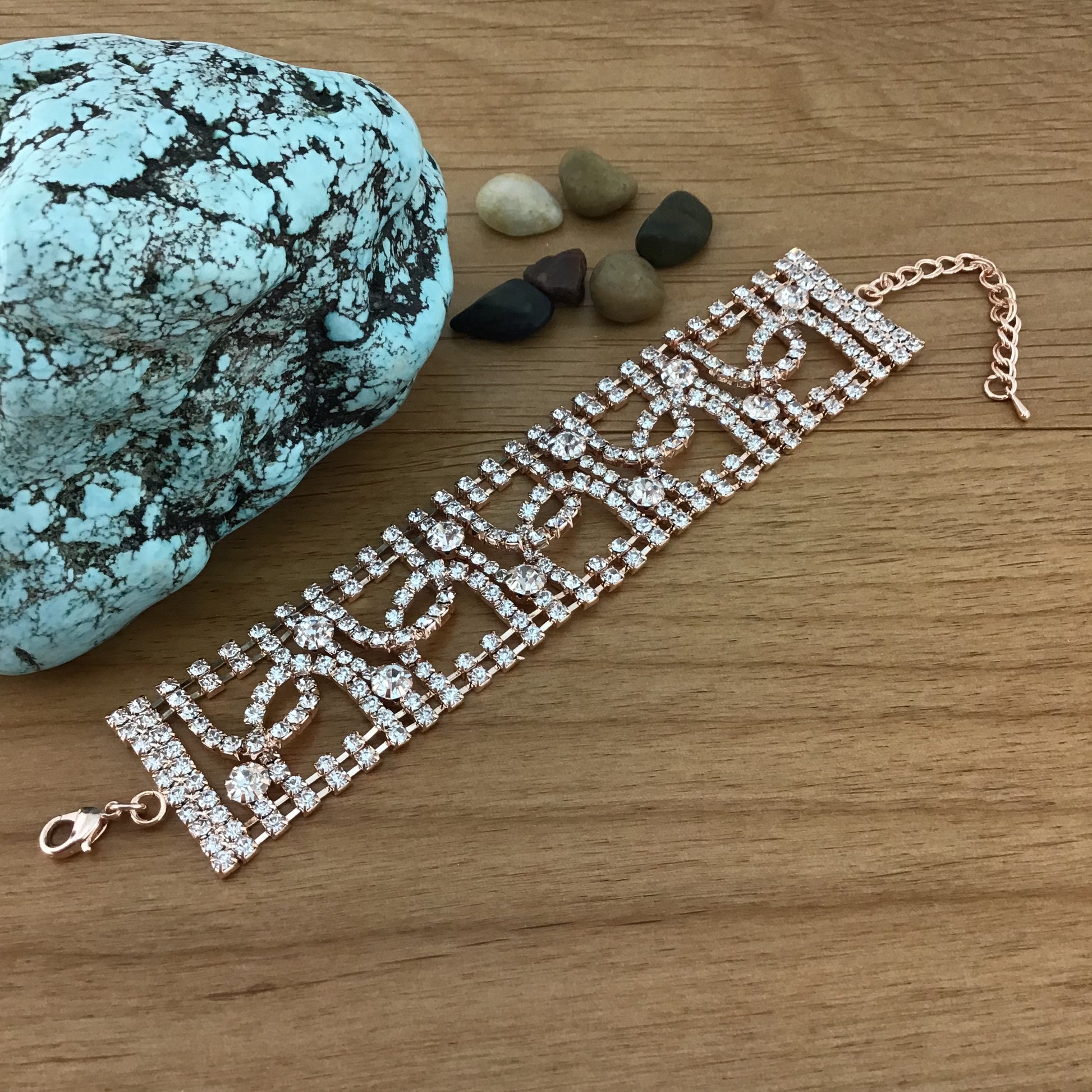 Rhinestone Bracelet, Rose Gold | Bellaire Wholesale