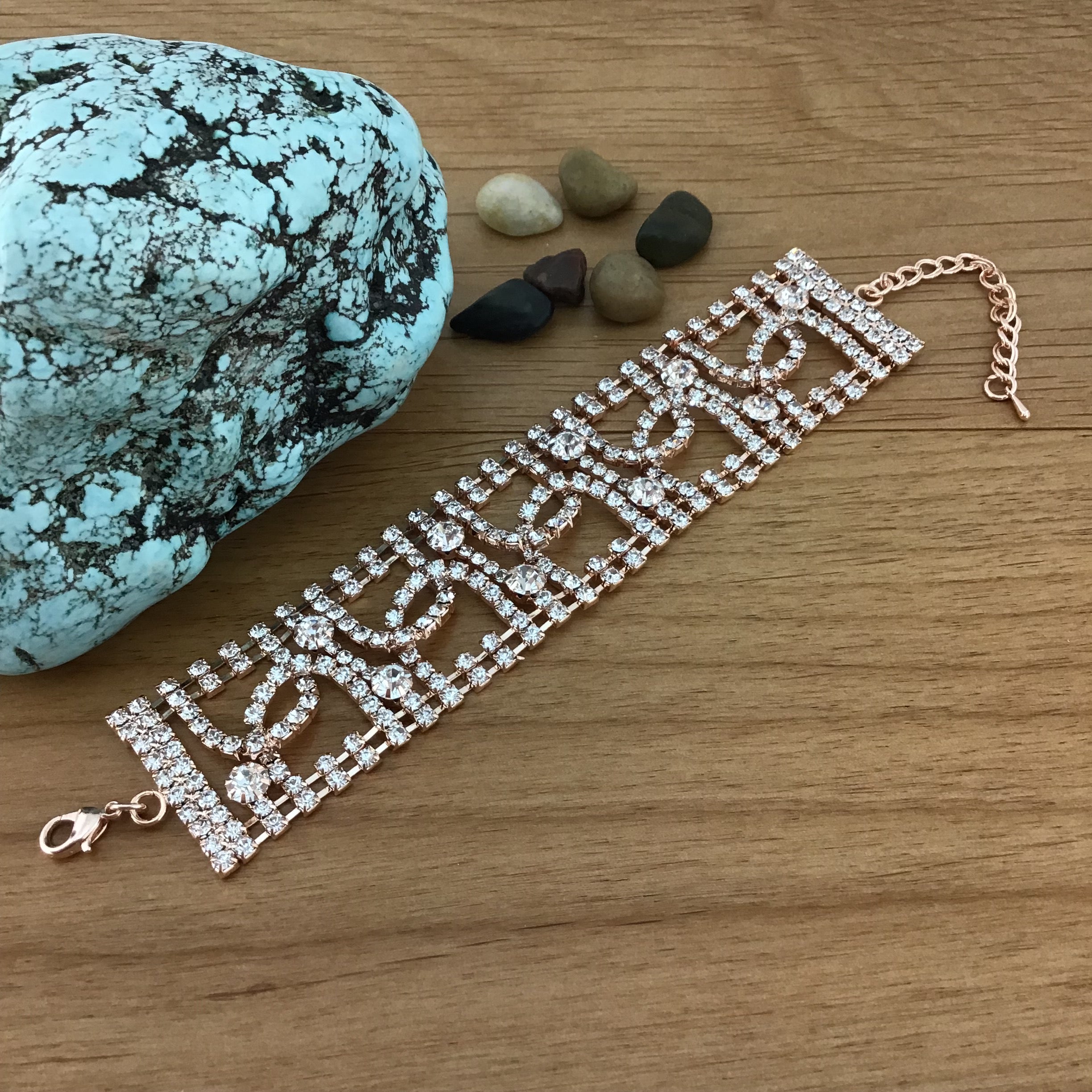 Rhinestone Bracelet, Rose Gold | Bellaire Wholesale