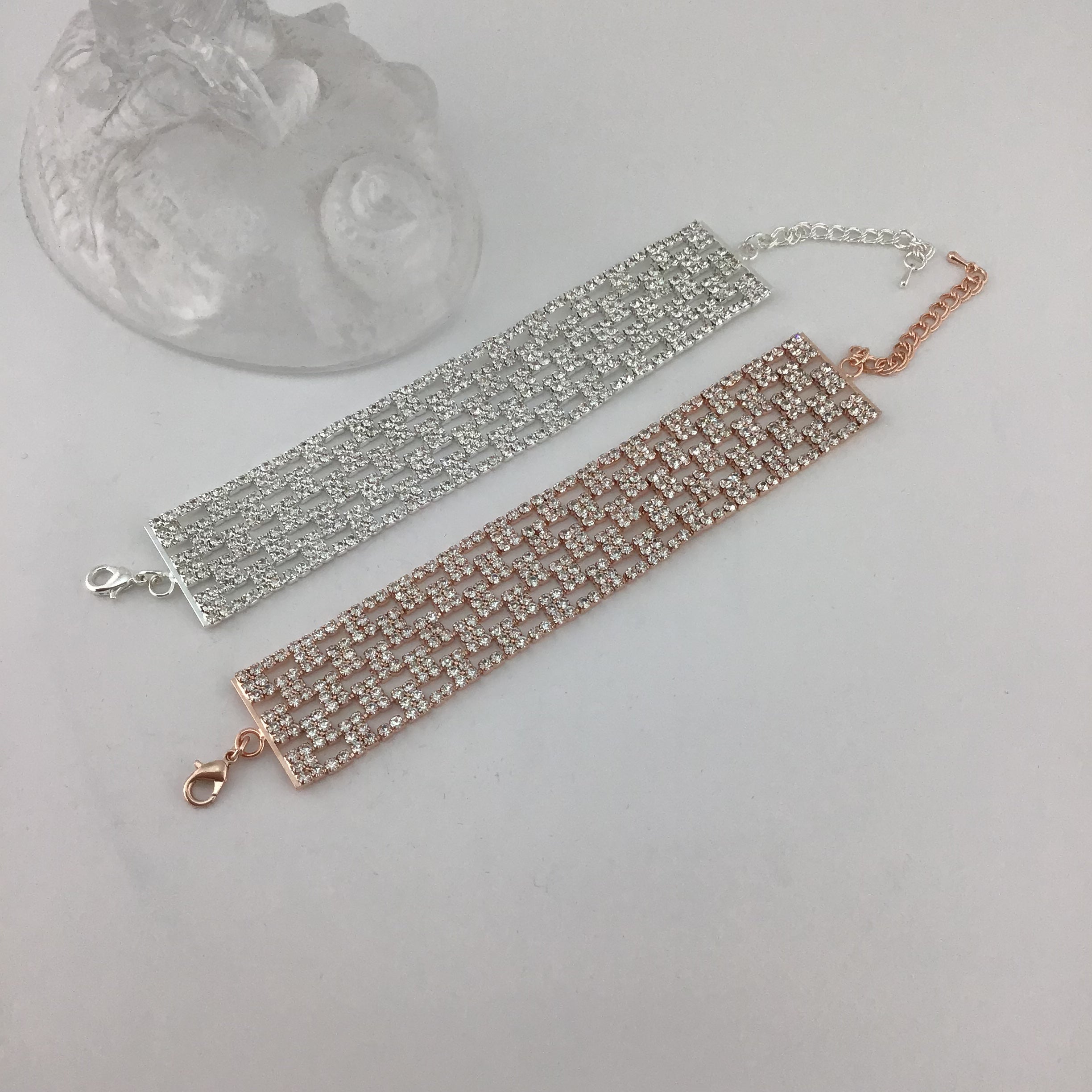 Rhinestone Bracelet, Rose Gold | Bellaire Wholesale