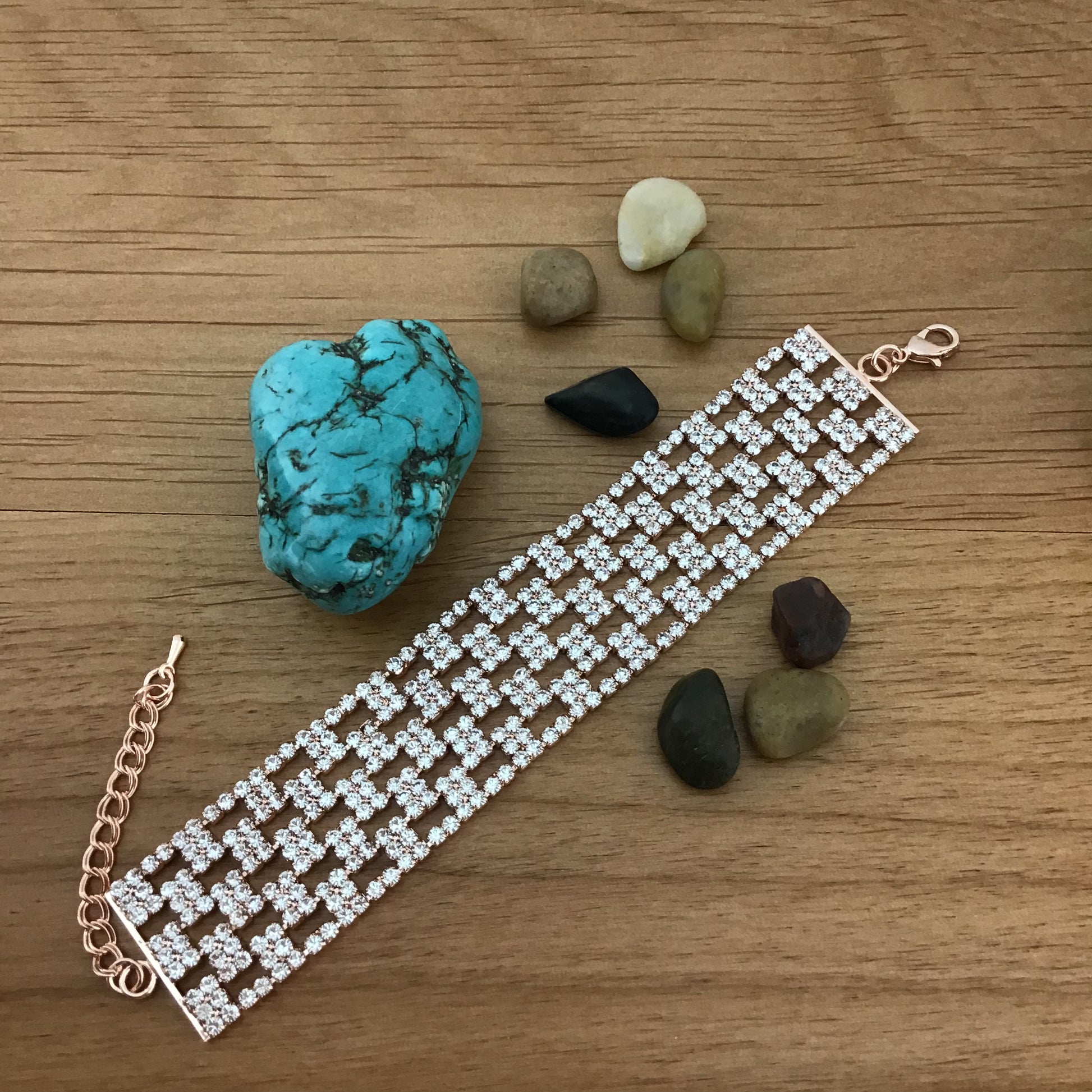 Rhinestone Bracelet, Rose Gold | Bellaire Wholesale