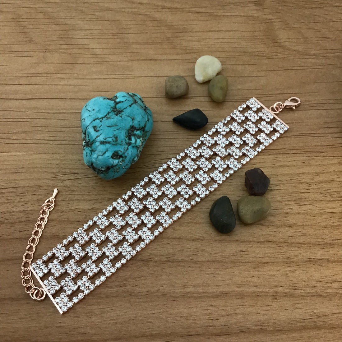 Rhinestone Bracelet, Rose Gold | Bellaire Wholesale