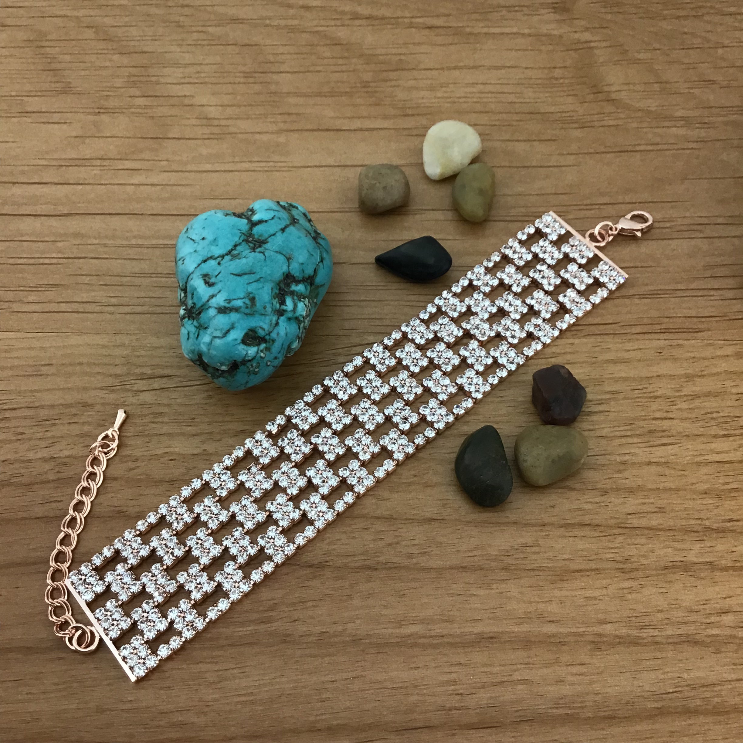 Rhinestone Bracelet, Rose Gold | Bellaire Wholesale