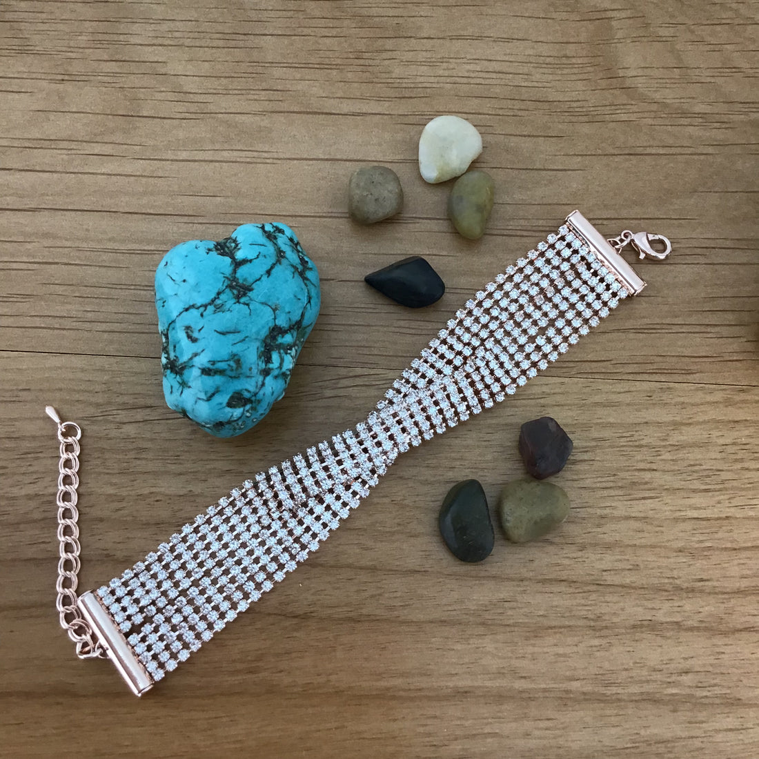 Rhinestone Bracelet, Rose Gold | Bellaire Wholesale