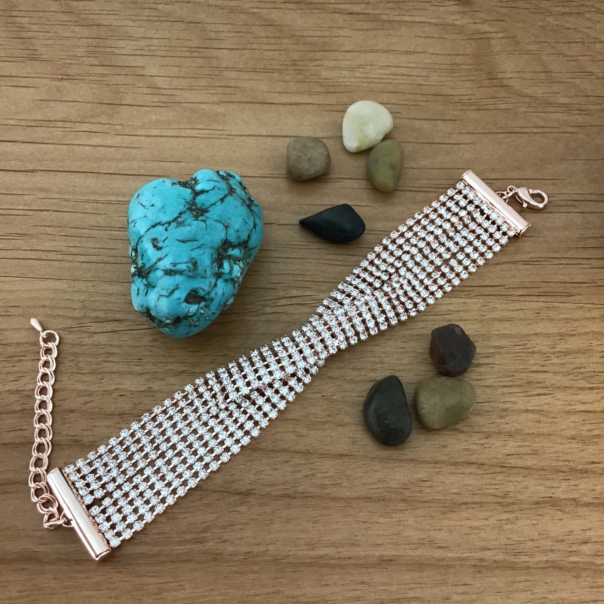 Rhinestone Bracelet, Rose Gold | Bellaire Wholesale