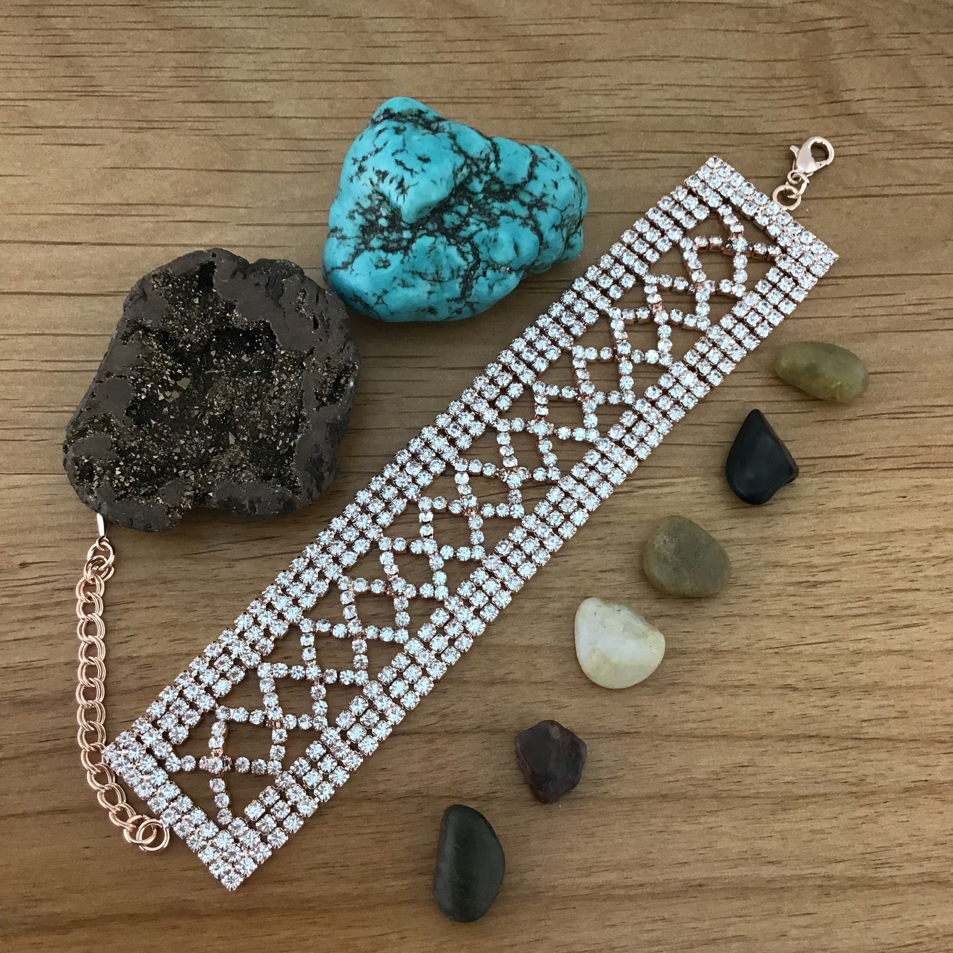 Rhinestone Bracelet, Rose Gold | Bellaire Wholesale