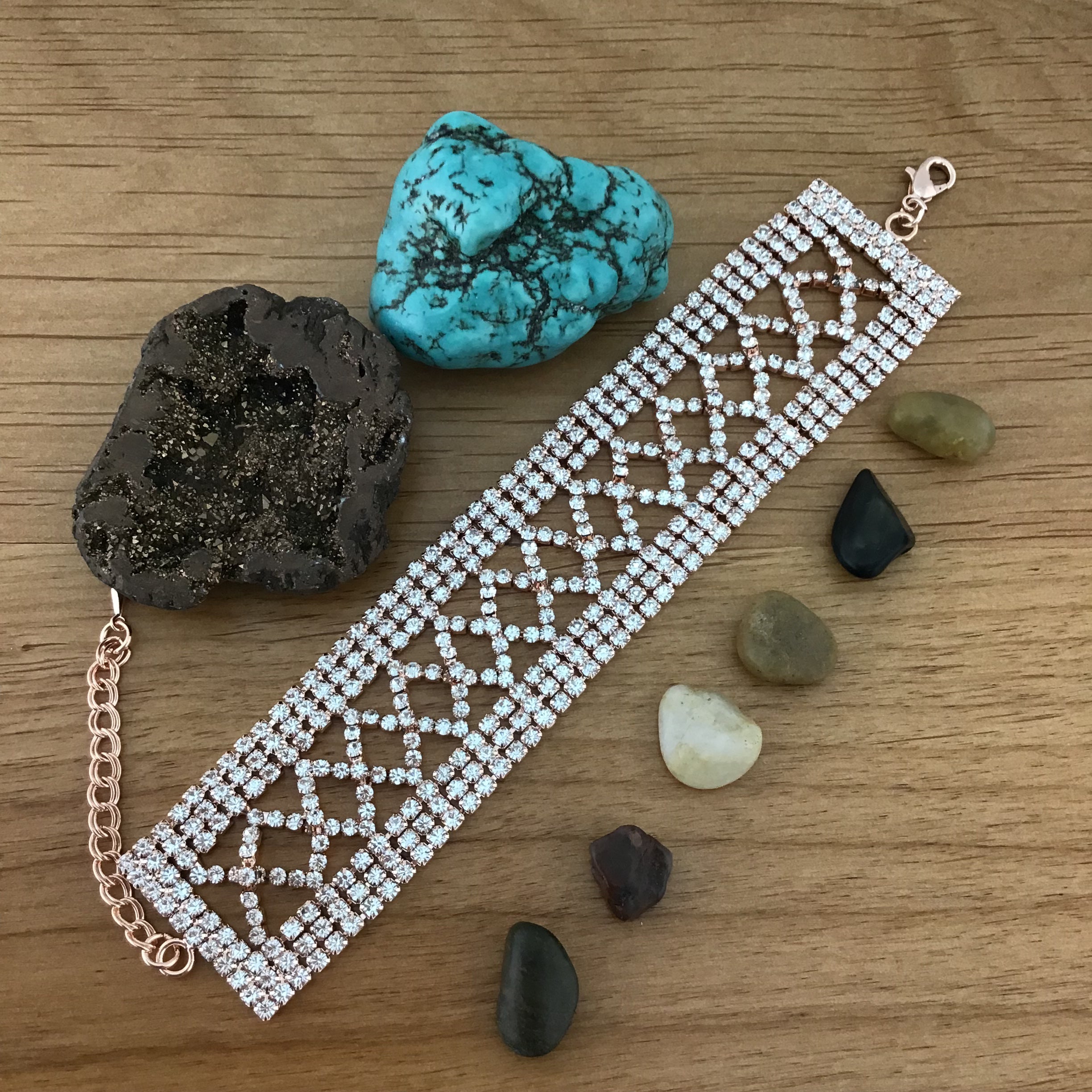 Rhinestone Bracelet, Rose Gold | Bellaire Wholesale