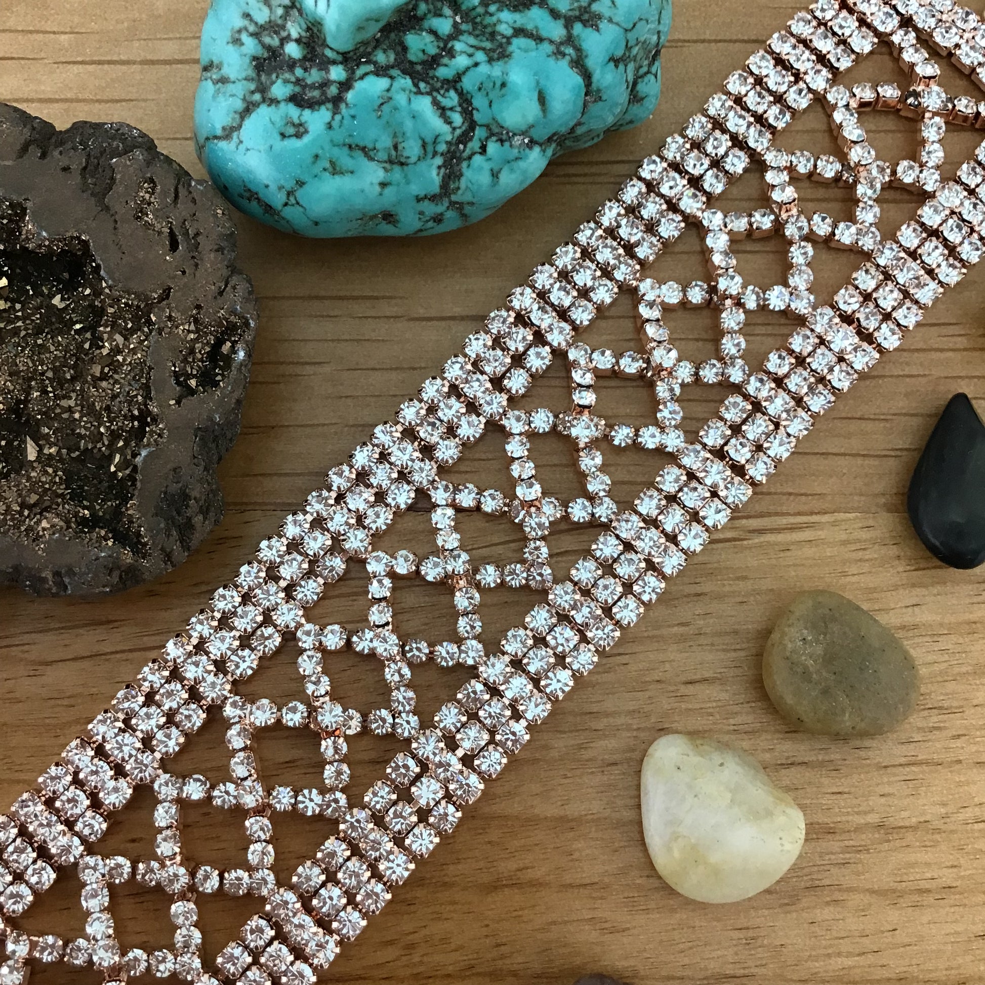 Rhinestone Bracelet, Rose Gold | Bellaire Wholesale