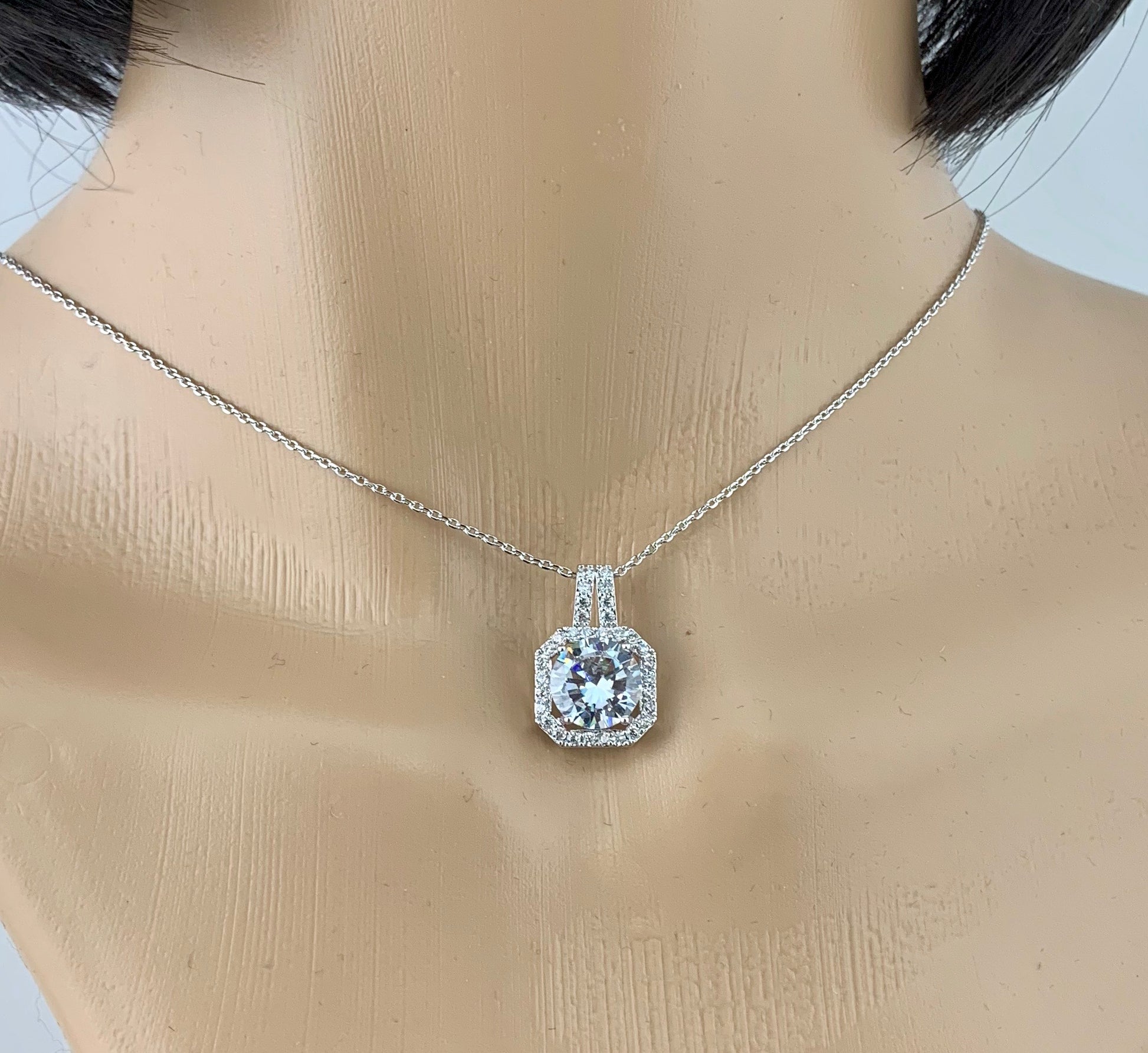 Bridal Cubic Zirconia Set, Square Halo Style Silver Bridal Set | Bellaire Wholesale