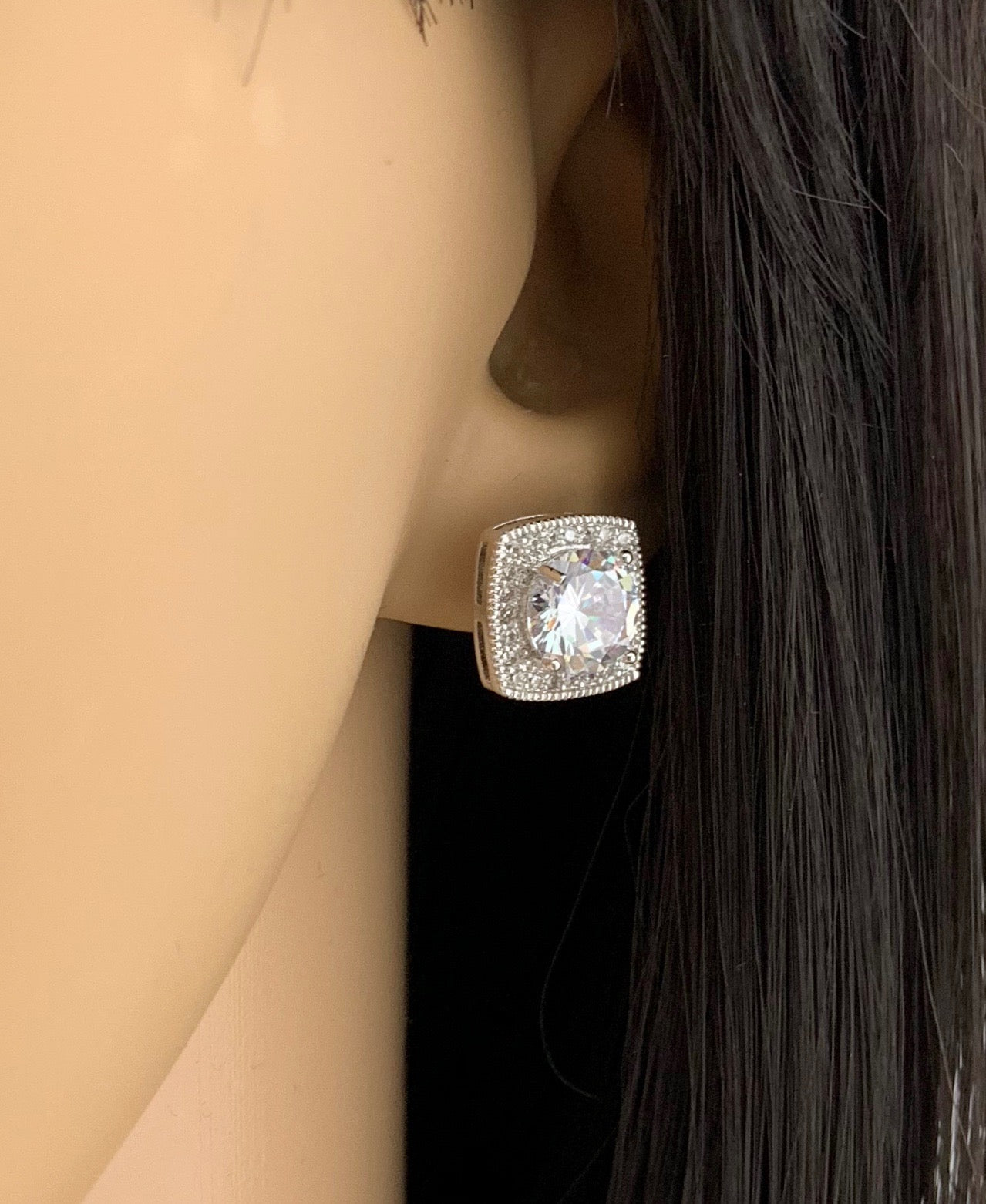 Bridal Cubic Zirconia Set, Square Halo Style Silver Bridal Set | Bellaire Wholesale