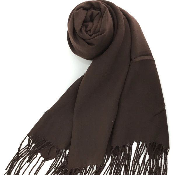 Pashmina Scarf with Fringe, Chocolate Brown | Bellaire Wholesale