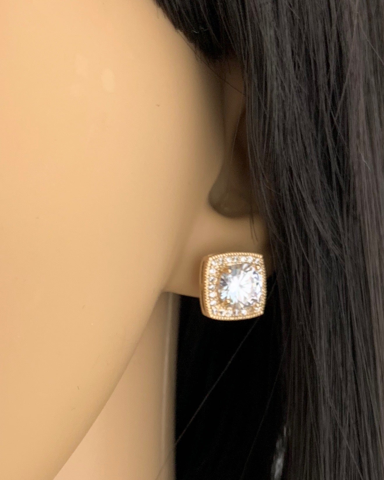 Bridal Cubic Zirconia Set, Square Halo Style Gold Bridal Set | Bellaire Wholesale