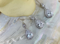 Bridal Cubic Zirconia Set, Teardrop Silver Bridal Set | Bellaire Wholesale