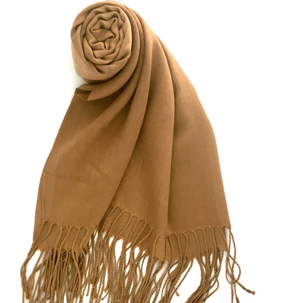 Pashmina Scarf with Fringe, Sand Light Brown | Bellaire Wholesale