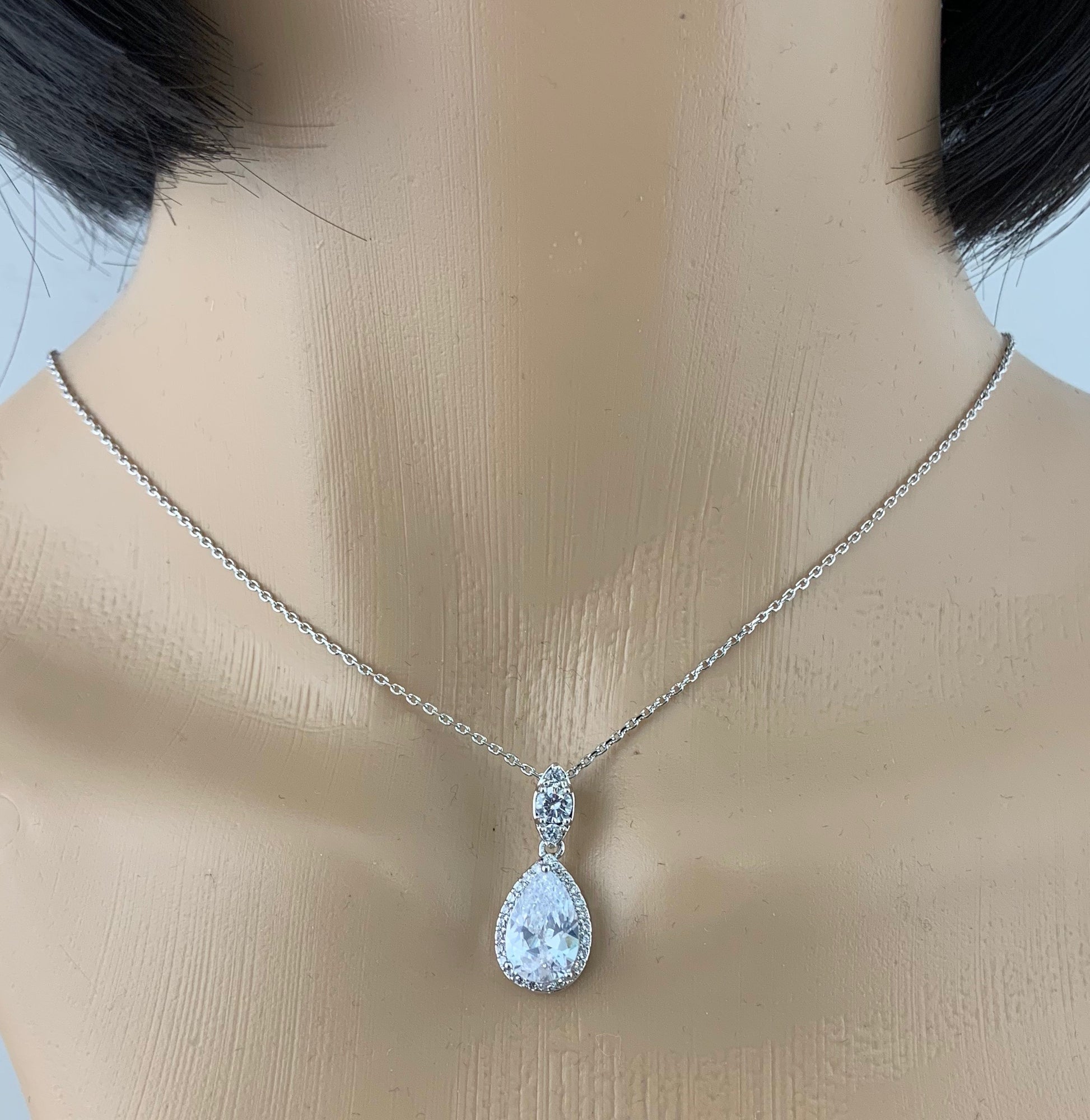 Bridal Cubic Zirconia Set, Teardrop Silver Bridal Set | Bellaire Wholesale