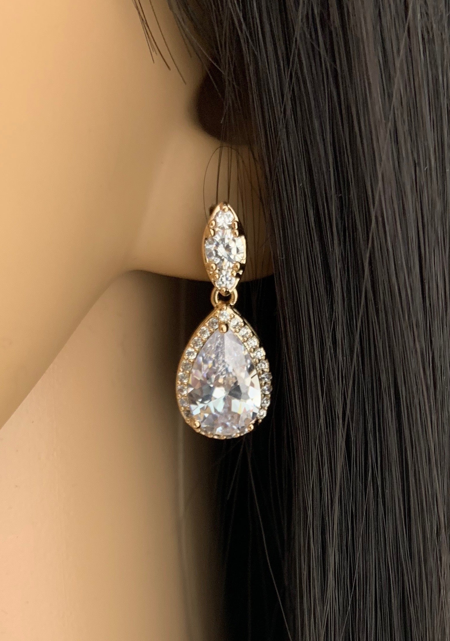Bridal Cubic Zirconia Set, Teardrop Gold Bridal Set | Bellaire Wholesale