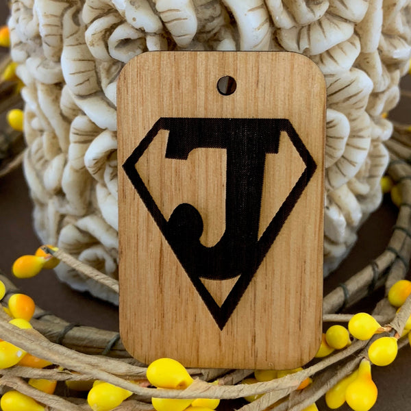 Initial Letter Wood Engraved Tag | Bellaire Wholesale