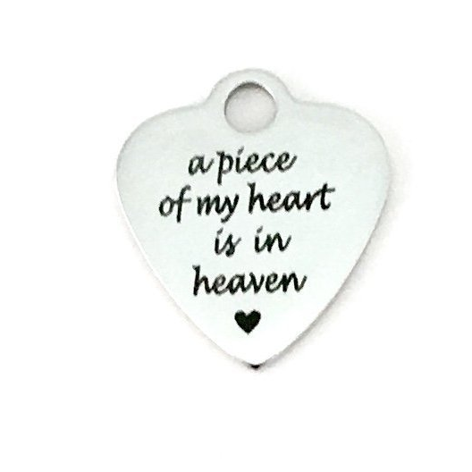A piece of my heart is in heaven Engraved Charm | Bellaire Wholesale