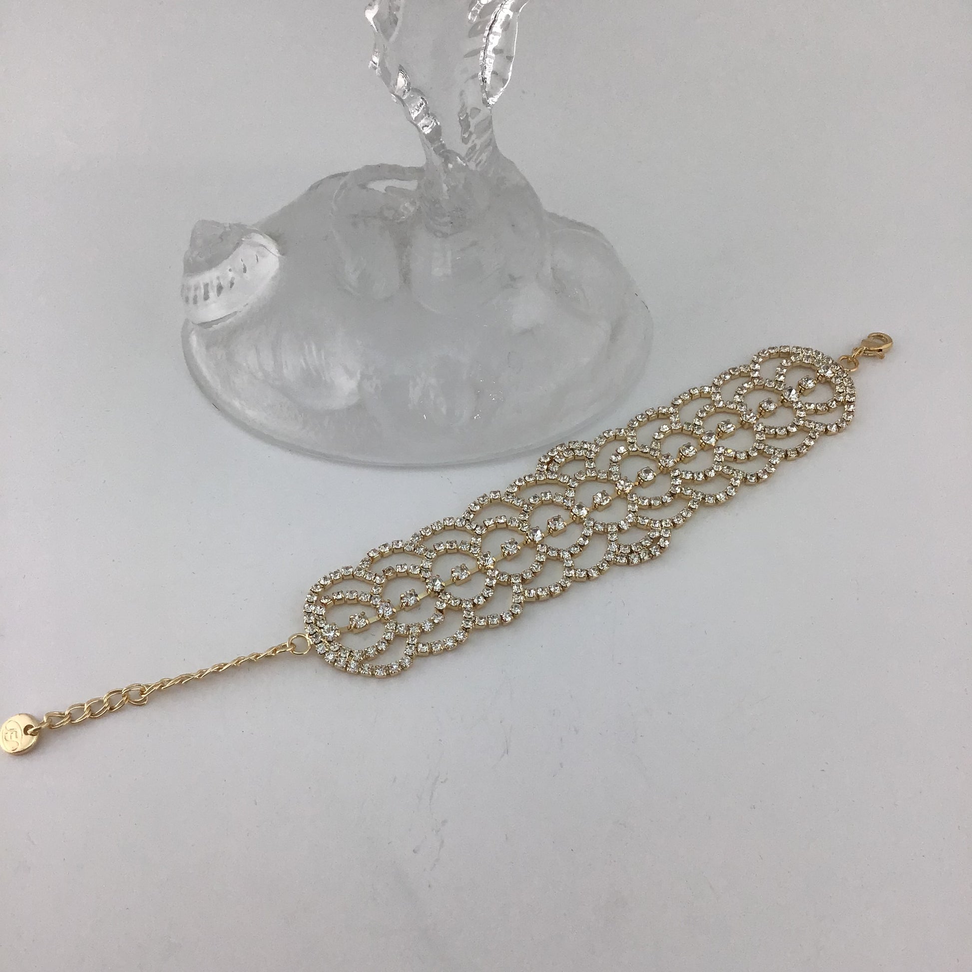 Rhinestone Bracelet, Gold | Bellaire Wholesale