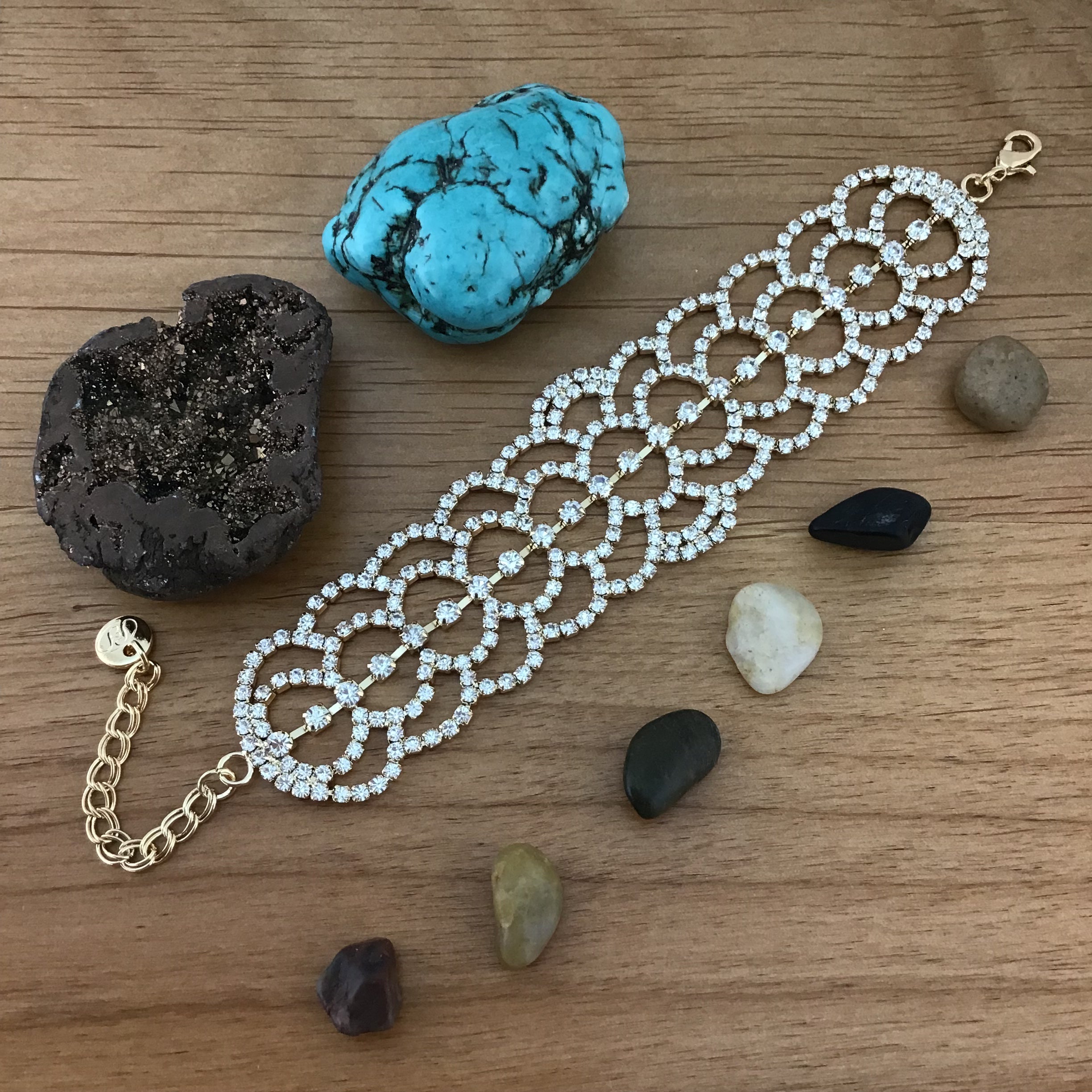 Rhinestone Bracelet, Gold | Bellaire Wholesale