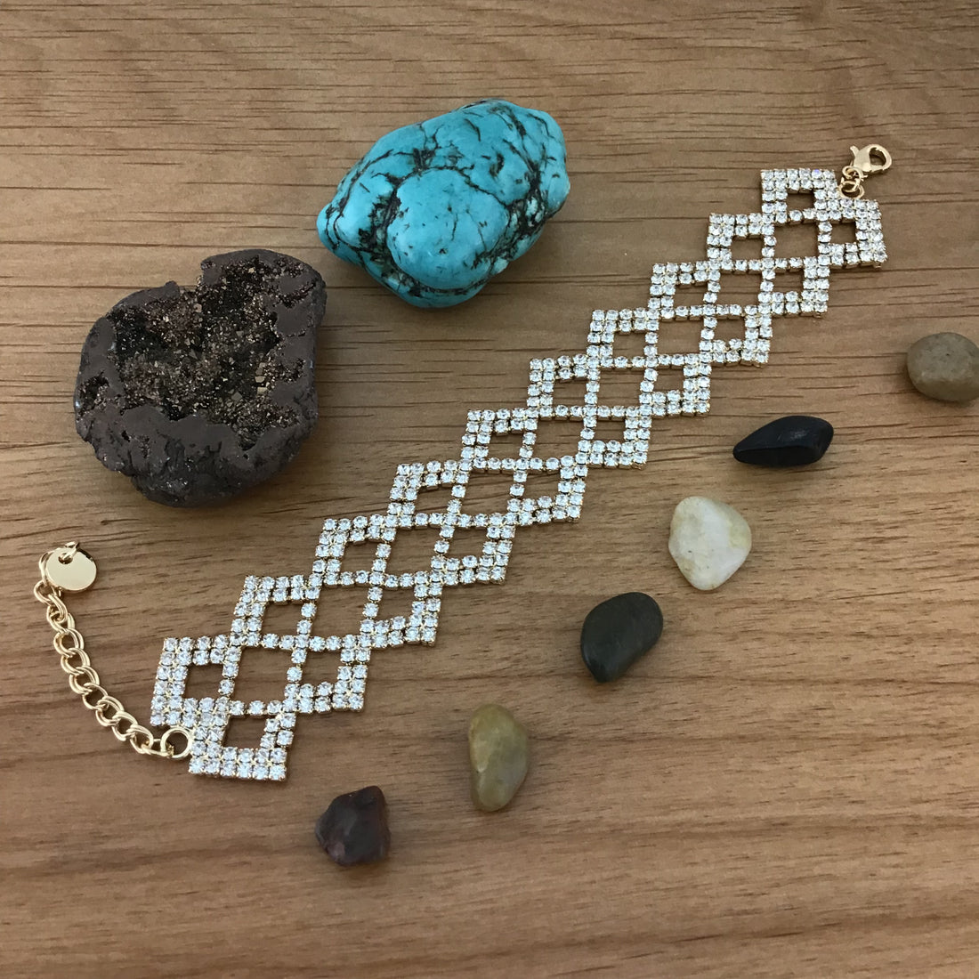 Rhinestone Bracelet, Gold | Bellaire Wholesale