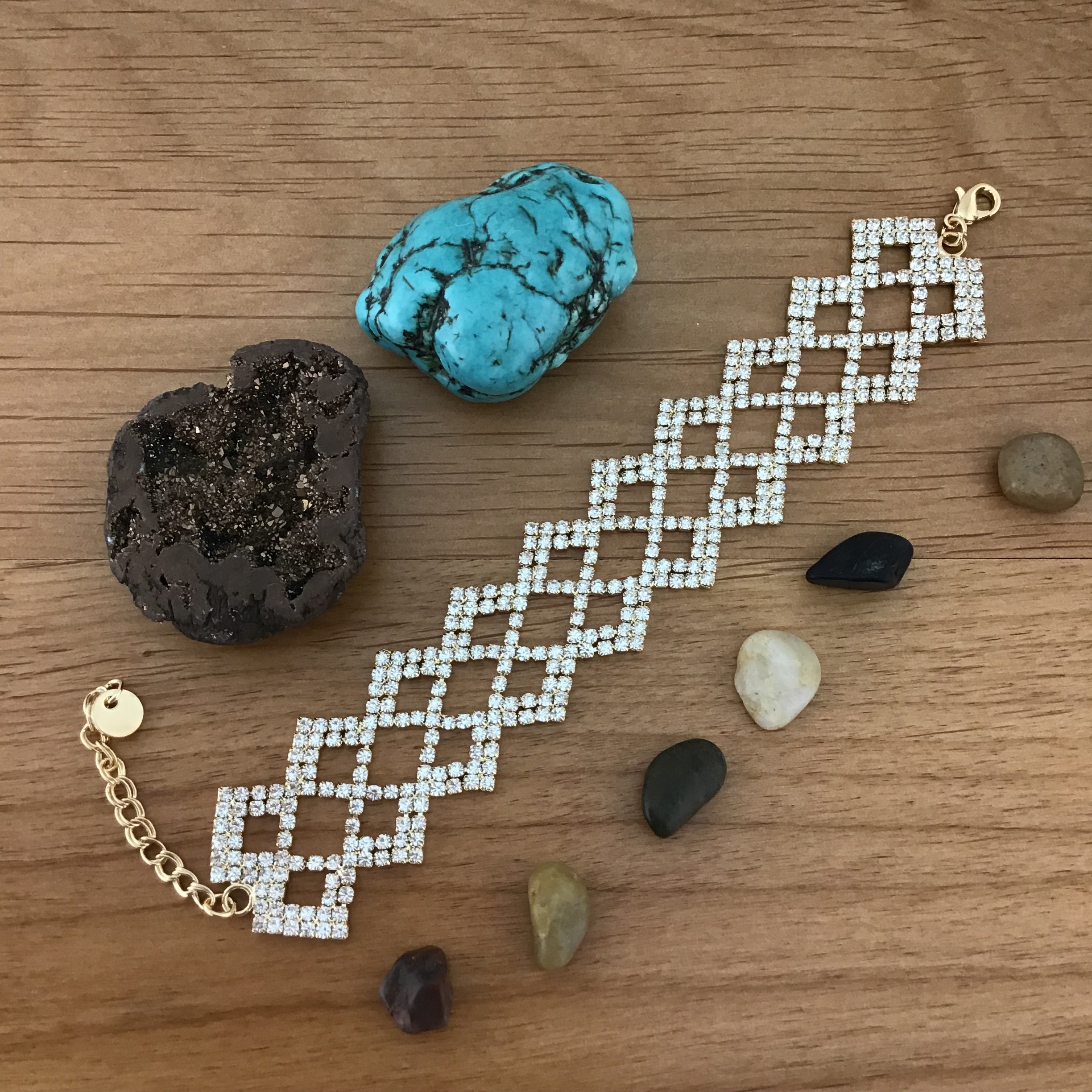 Rhinestone Bracelet, Gold | Bellaire Wholesale