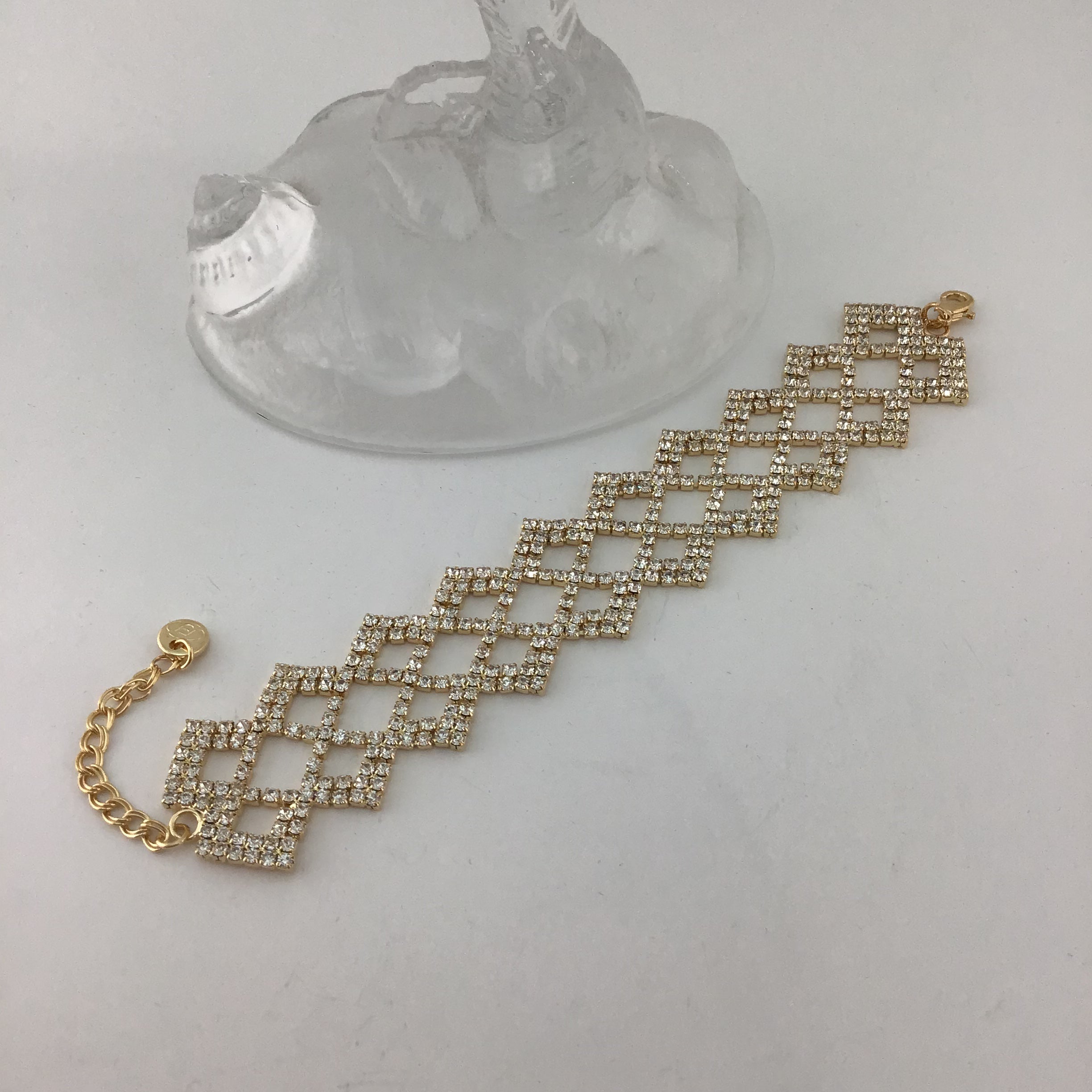 Rhinestone Bracelet, Gold | Bellaire Wholesale