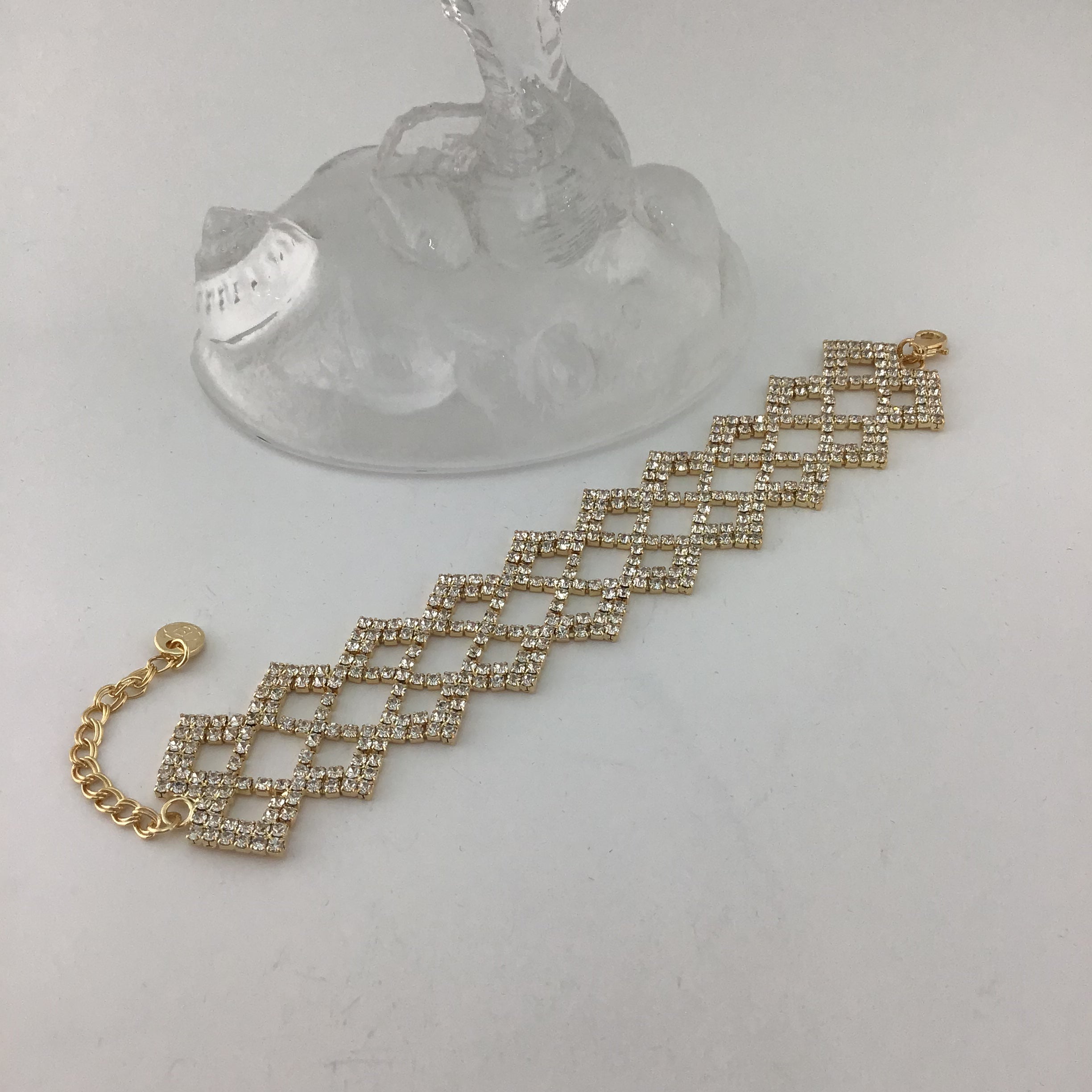 Rhinestone Bracelet, Gold | Bellaire Wholesale