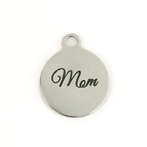 Mom Round Engraved Charm | Bellaire Wholesale