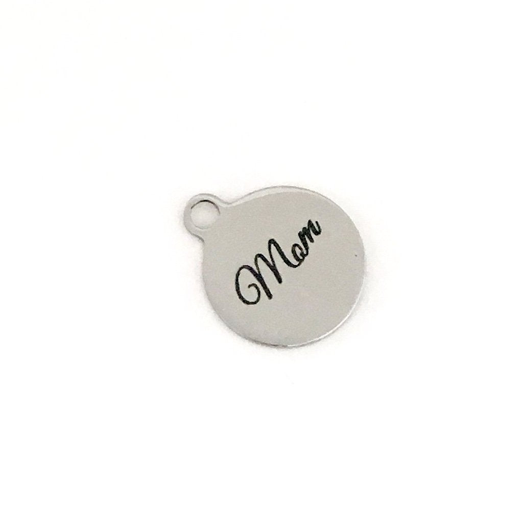 Mom Round Engraved Charm | Bellaire Wholesale