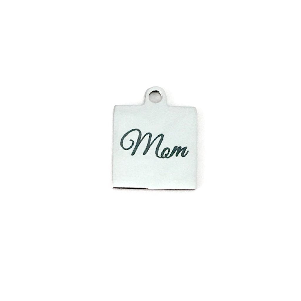 Mom Square Engraved Charm | Bellaire Wholesale