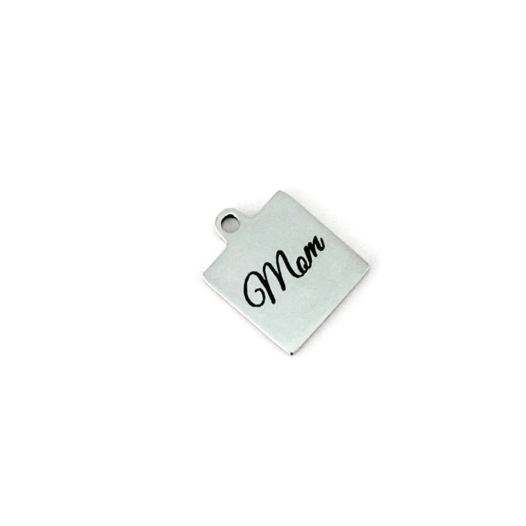 Mom Square Engraved Charm | Bellaire Wholesale