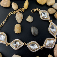 Crystal Diamond Shape Gold Bridal Bracelet | Bellaire Wholesale