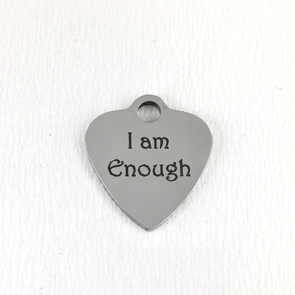 I am Enough Engraved Heart Charm | Bellaire Wholesale