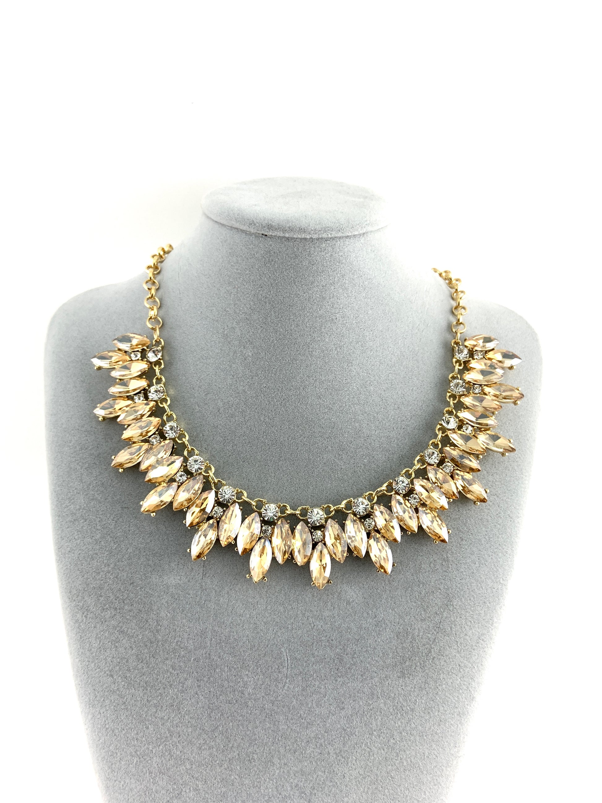 Elegant Crystal Necklace with Big Stones, Gold | Bellaire Wholesale