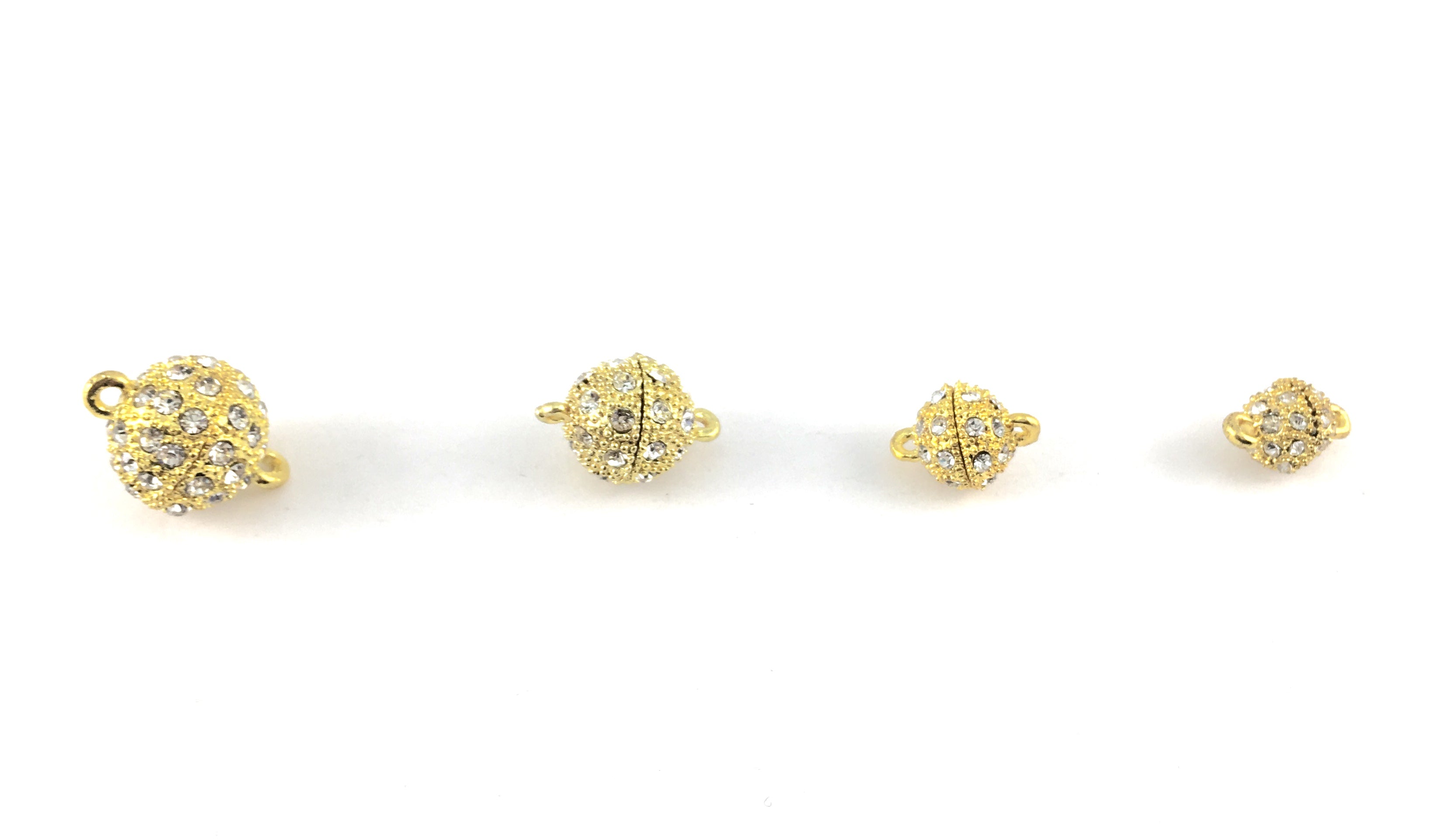10mm CZ Magnetic Lock 2 Sets, Gold | Bellaire Wholesale