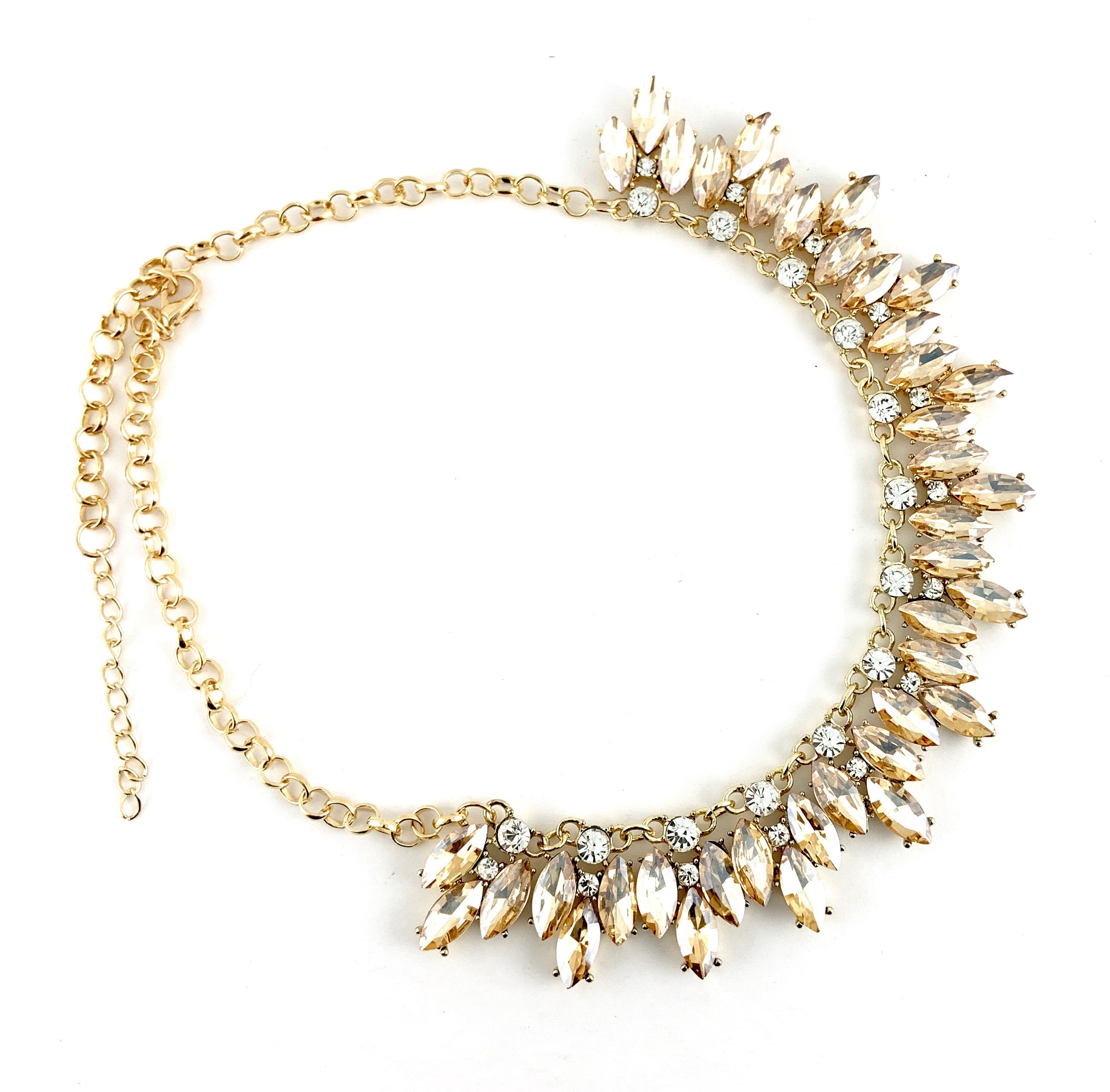 Elegant Crystal Necklace with Big Stones, Gold | Bellaire Wholesale